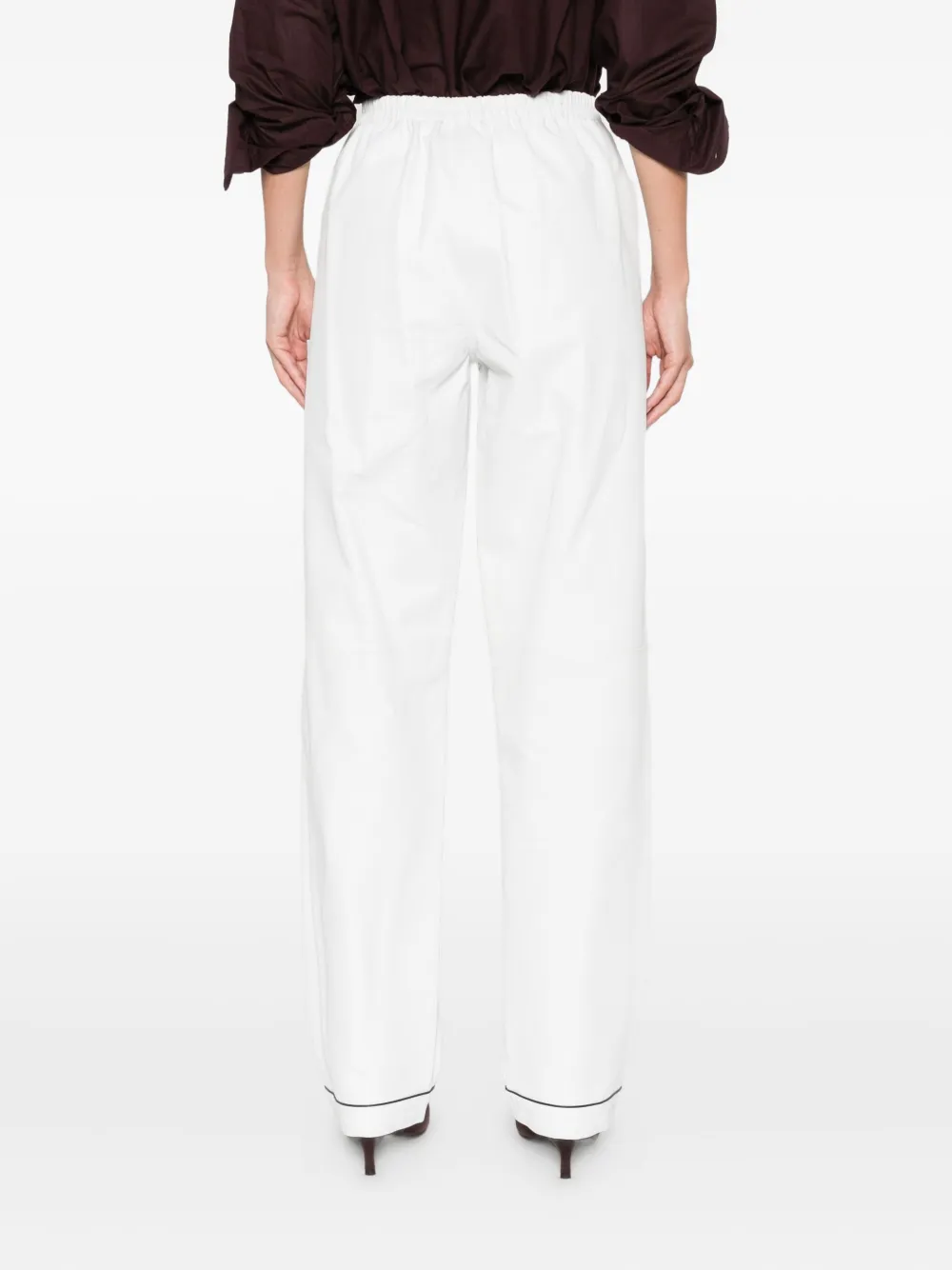 Prada button-fastening cupro trousers Wit