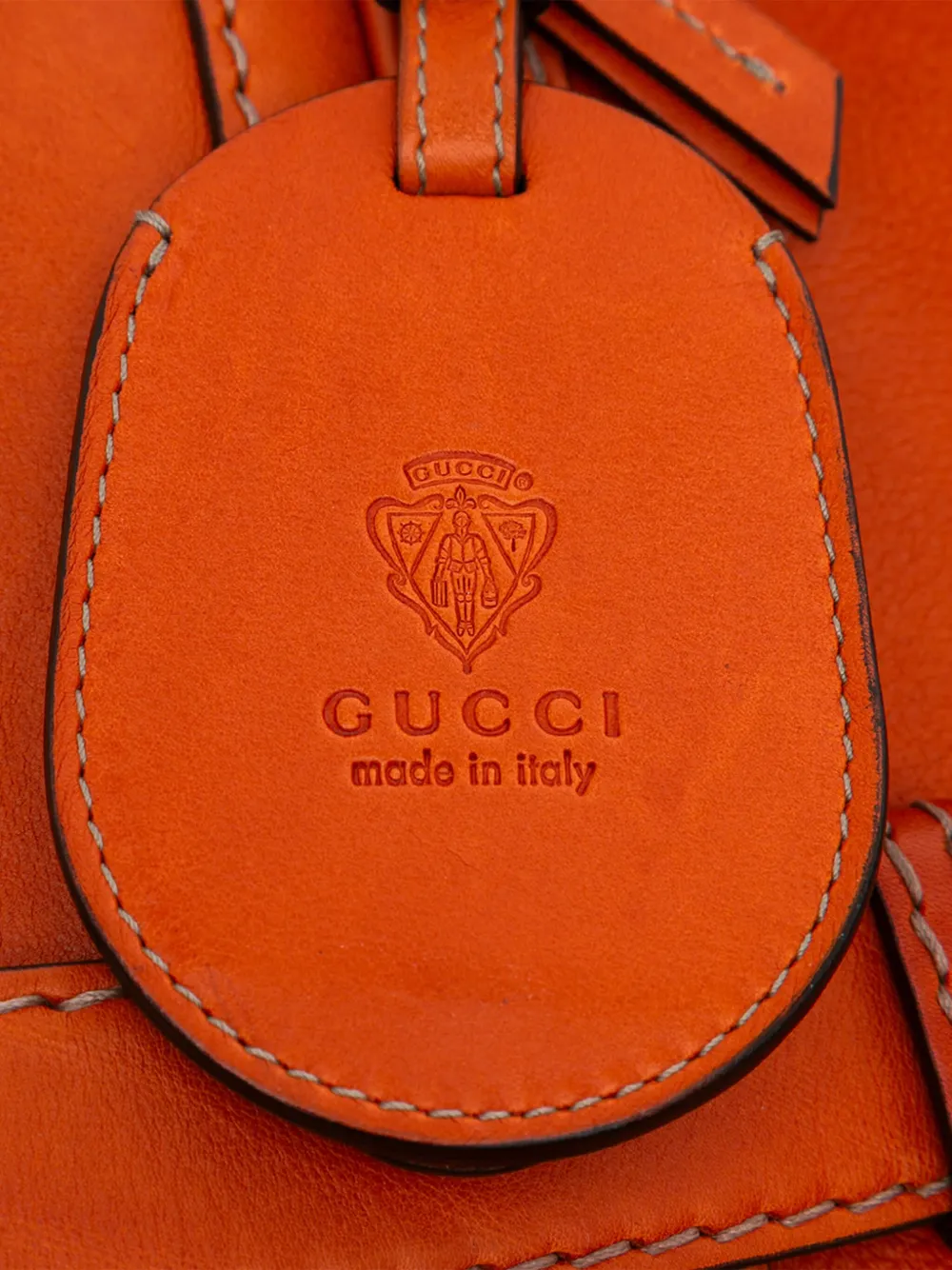 Pre-owned Gucci 2016-2025 Medium Leather Running Satchel In Orange