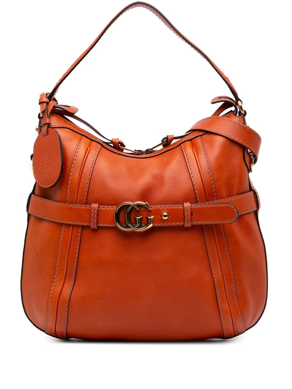 Gucci Pre-Owned 2016-2025 ミディアム レザー ランニング サッチェルバッグ - オレンジ Gucci Pre-Owned 2016-2025 ミディアム レザー ランニング サッチェルバッグ - オレンジ