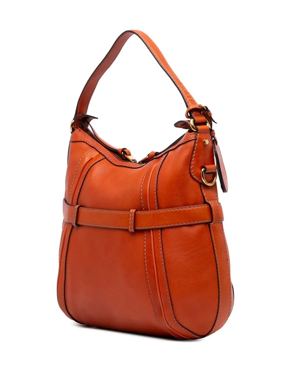 Pre-owned Gucci 2016-2025 Medium Leather Running Satchel In Orange