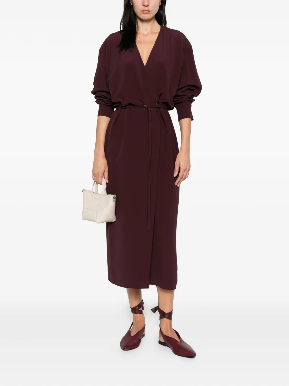 Brunello Cucinelli embellished wrap dress Rood