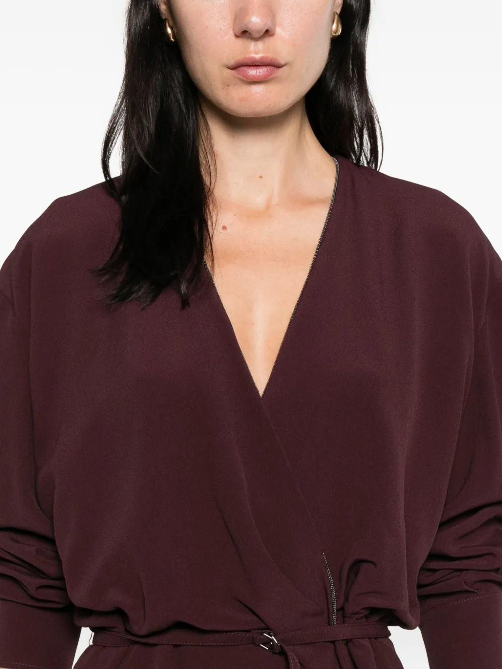 Brunello Cucinelli embellished wrap dress Rood