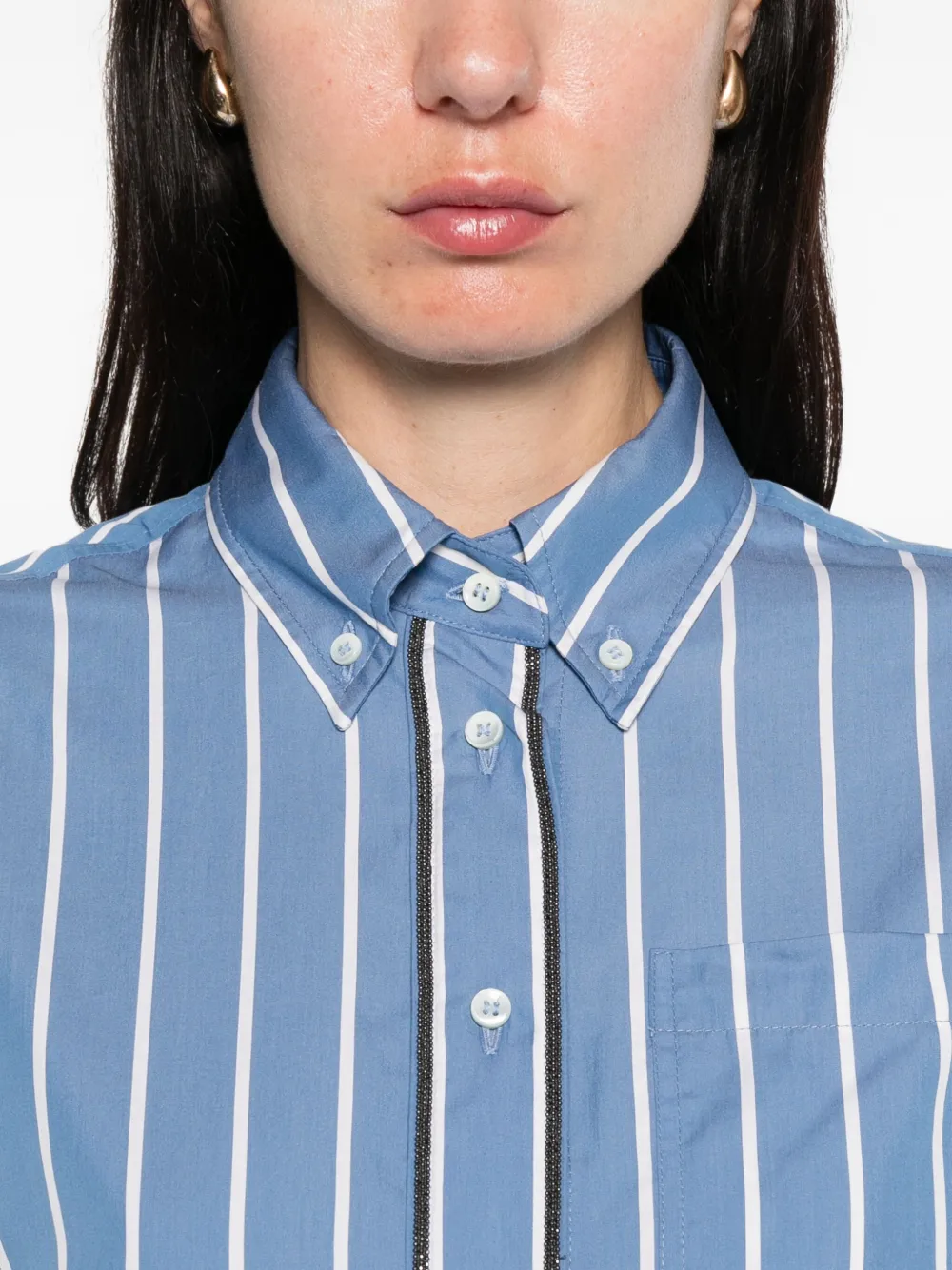 Brunello Cucinelli striped shirt Blauw