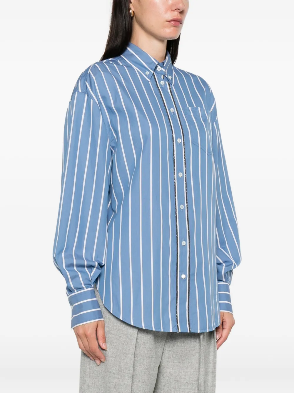 Brunello Cucinelli striped shirt Blauw