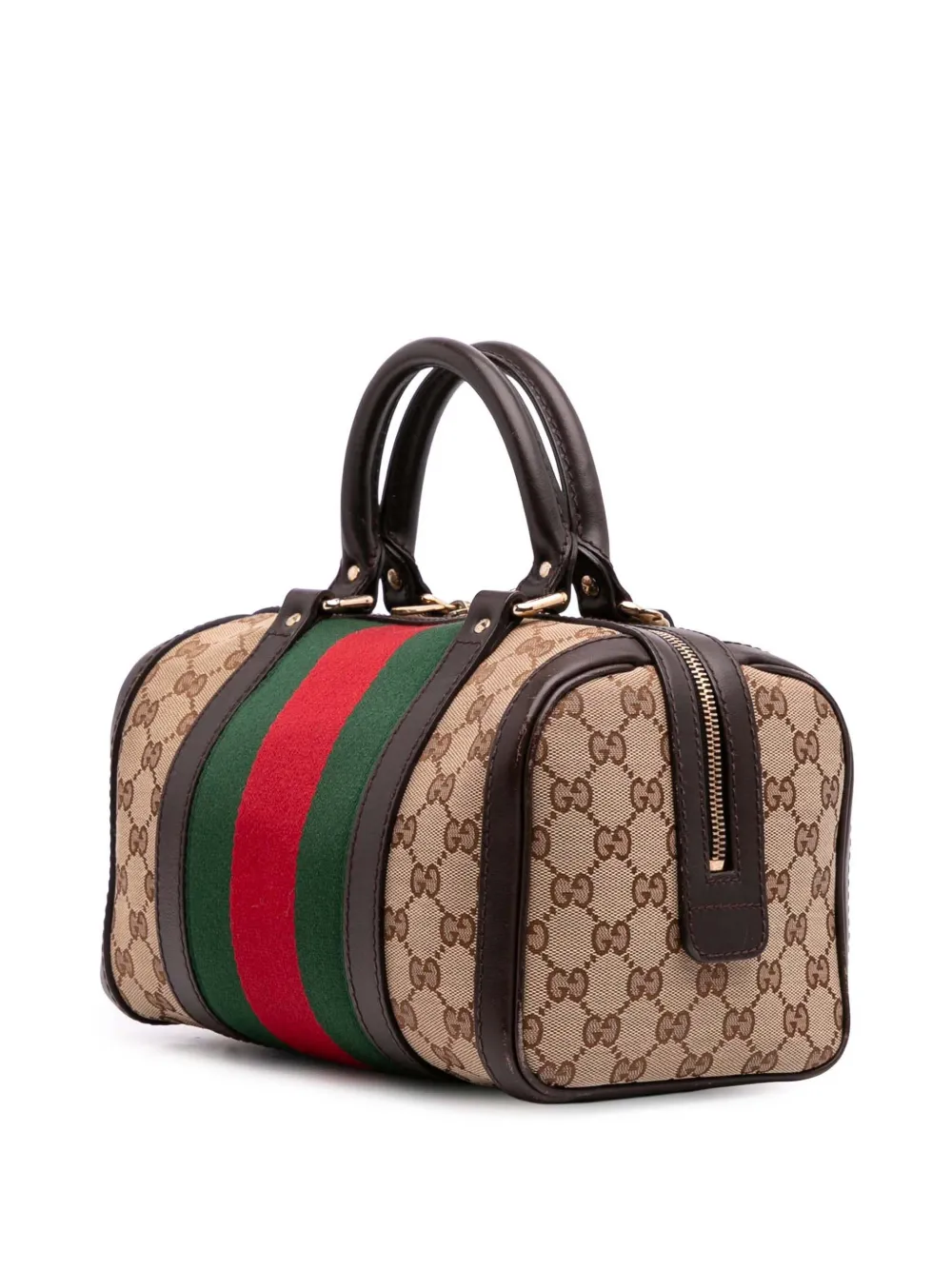 Pre-owned Gucci 2016-2025 Small Gg Canvas Web Joy Boston Bag Satchel