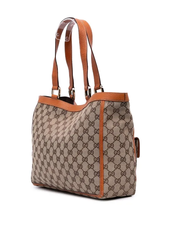 GUCCI グッチ アビー ダブルポケット GGキャンバス トートバッグ レザー GUCCI グッチ アビー ダブルポケット GGキャンバス トートバッグ