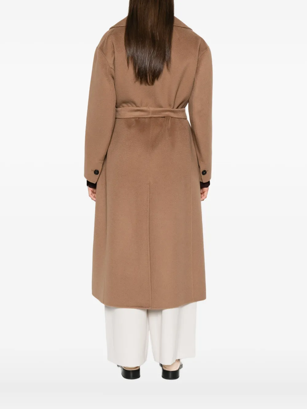 'S Max Mara Jas met ceintuur en dubbele rij knopen Bruin
