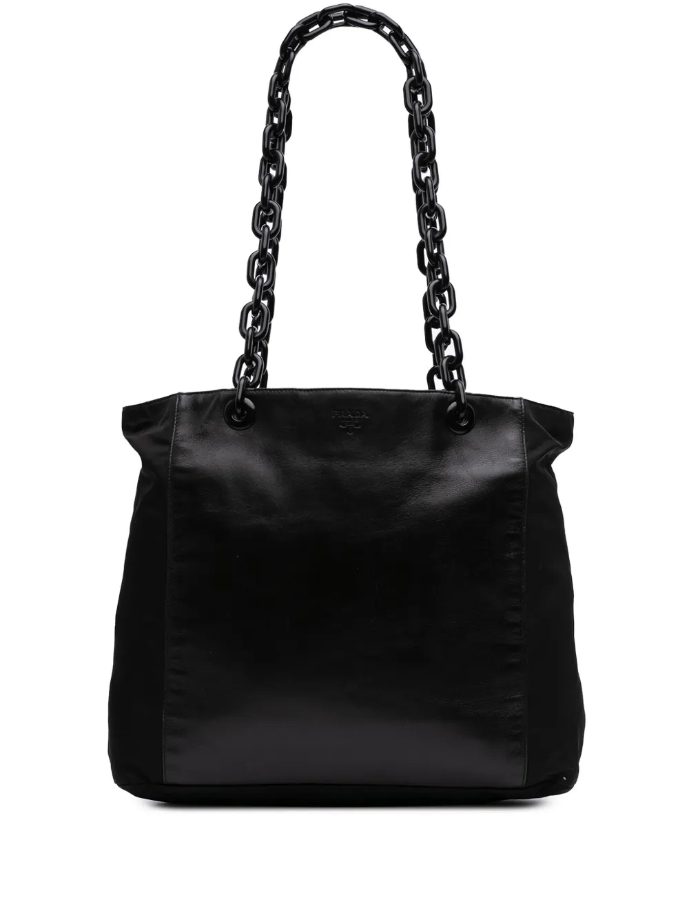 Prada Pre-Owned 2000-2024 Tessuto and Leather Chain tote bag | Black | Image 1