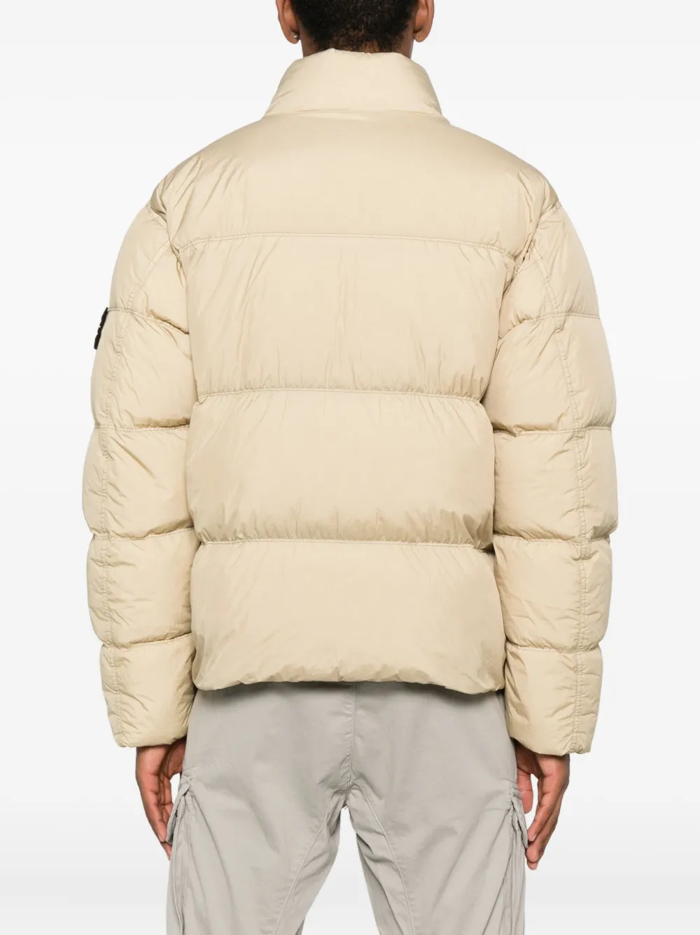 Stone Island Compass-badge quilted puffer jacket Beige