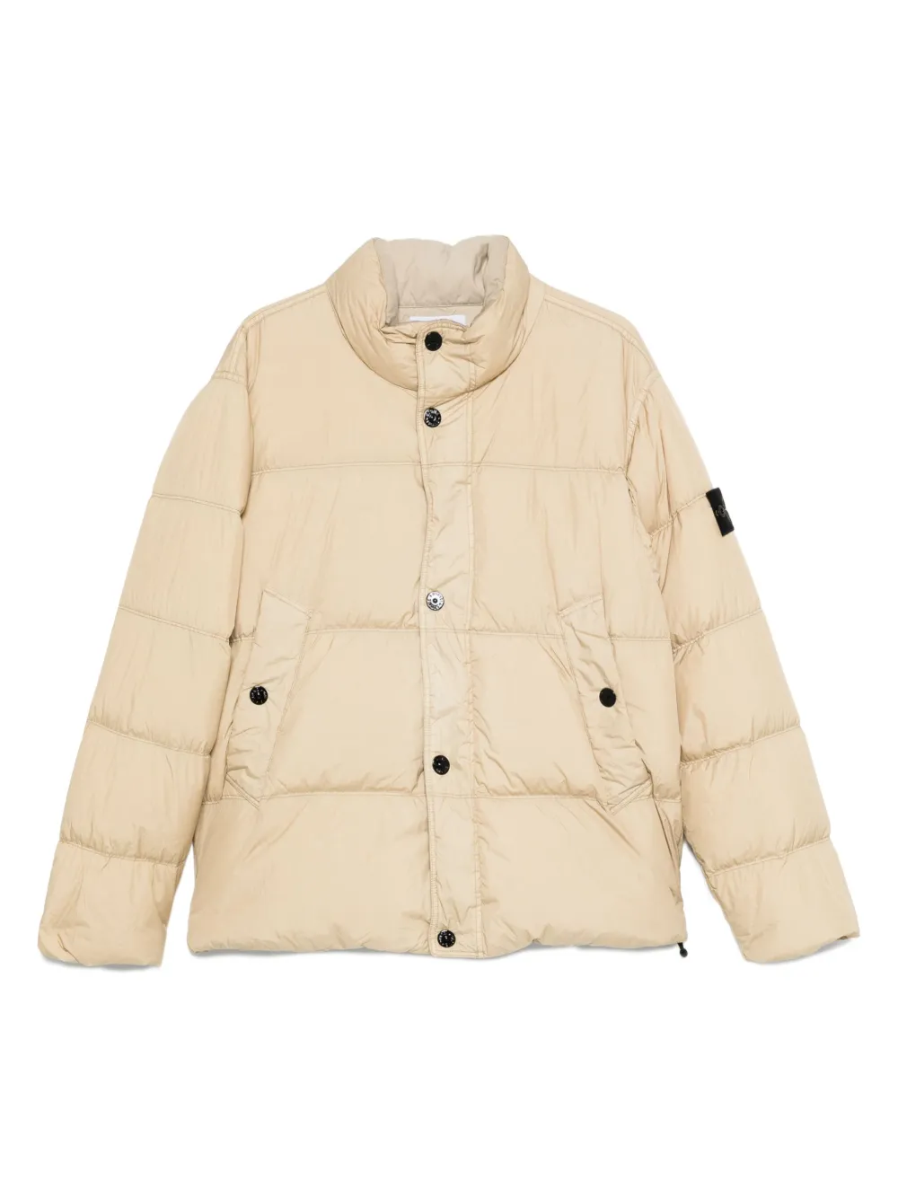 Stone Island Compass-badge quilted puffer jacket Beige