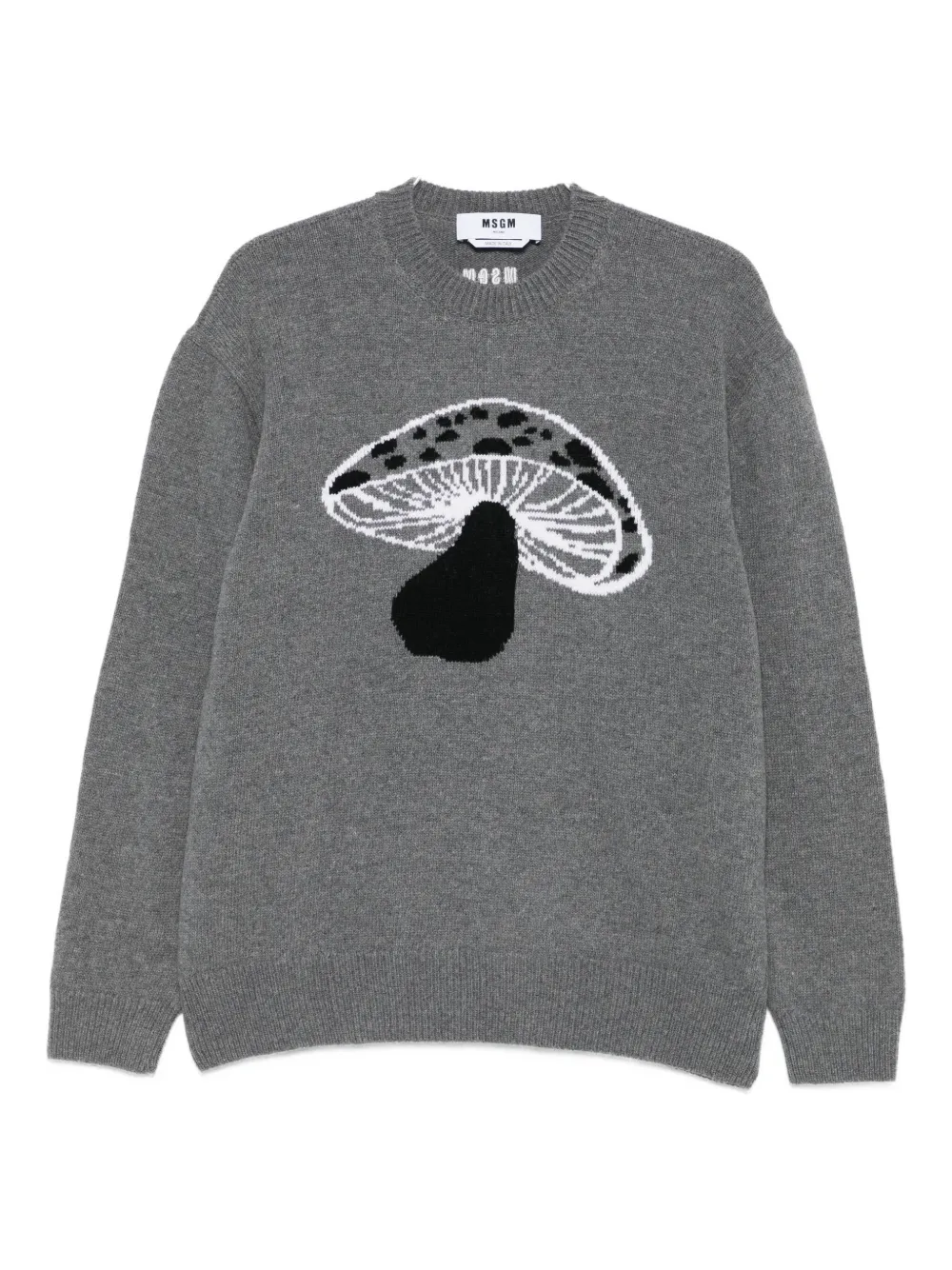 mushroom-intarsia wool-blend sweater