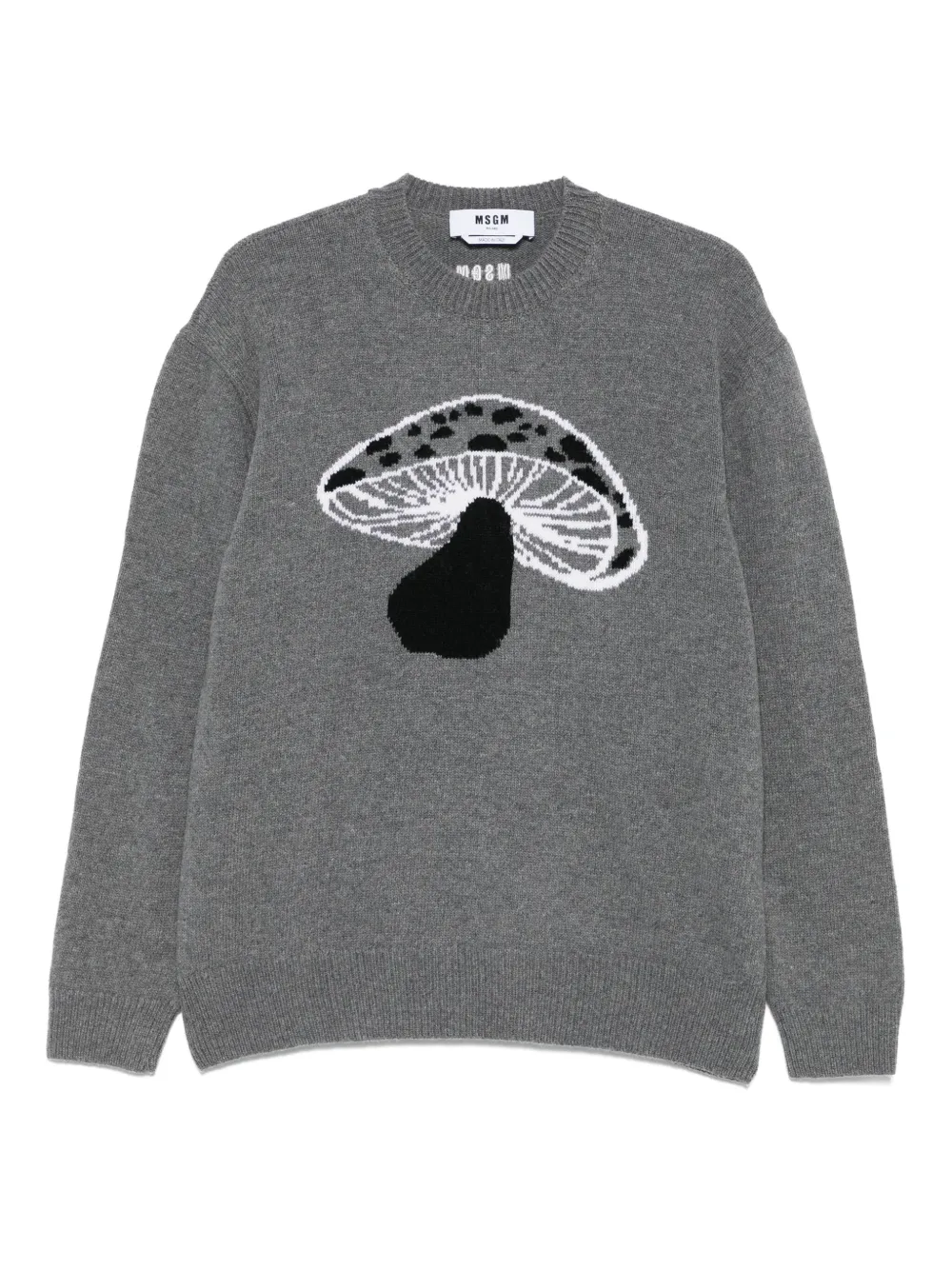 mushroom-intarsia wool-blend sweater