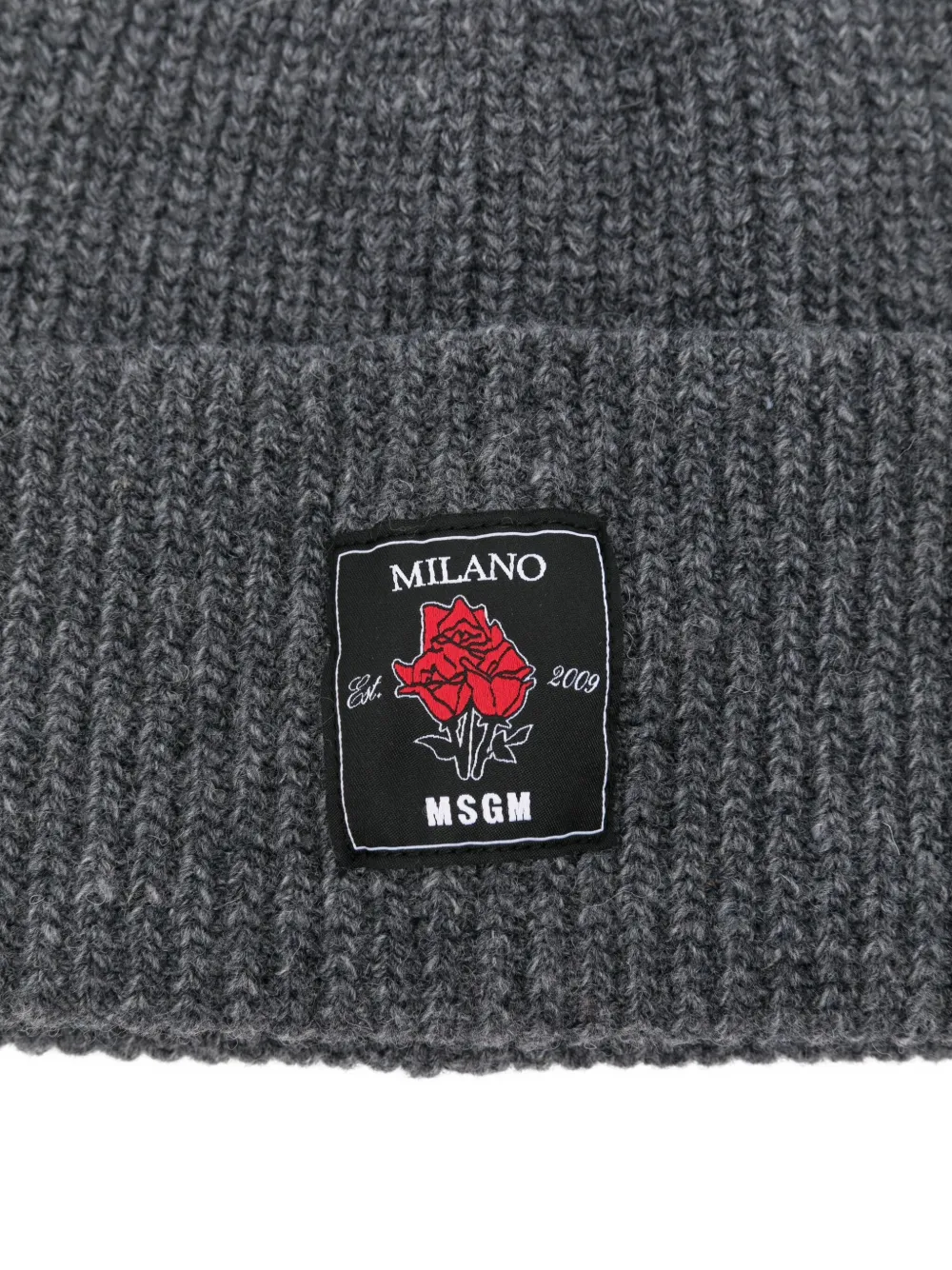 MSGM rose-patch ribbed beanie - Grijs
