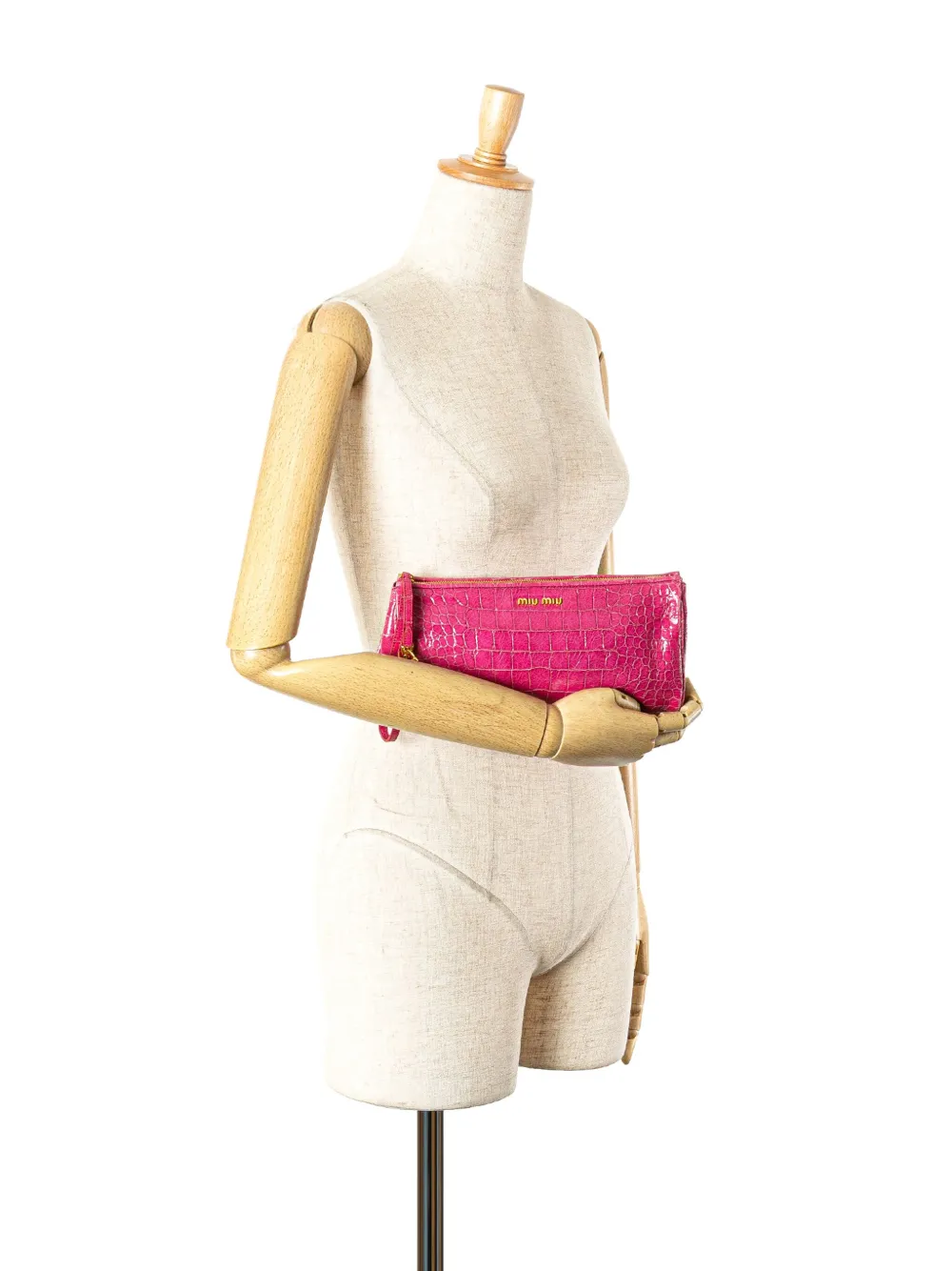 Miu Miu Pre-Owned 2010-2025 Croc Embossed Patent Wristlet clutch bag | Pre-Owned | Image 2