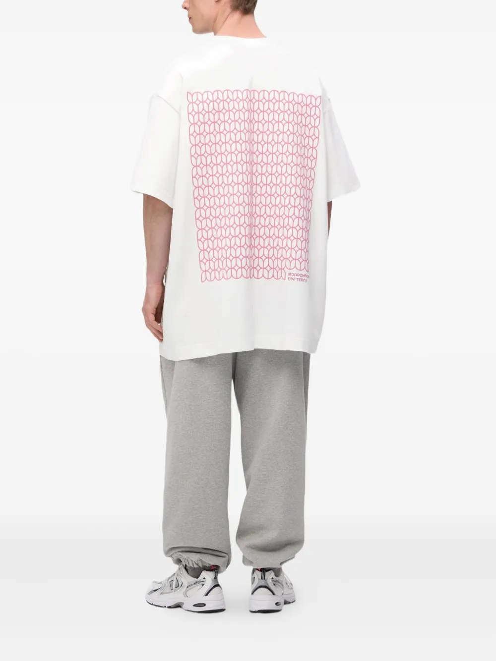 Monochrome Geometric-print Oversized T-shirt In White