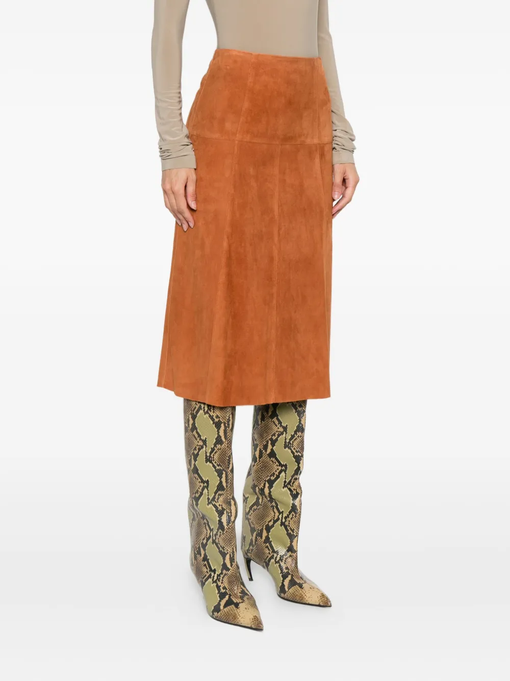 ISABEL MARANT suede A-line skirt Bruin