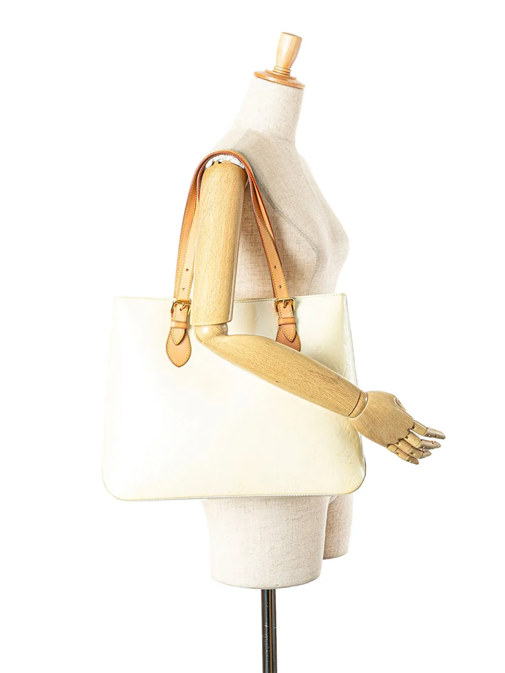 Pre-owned Louis Vuitton 2006 Monogram Vernis Brentwood Tote Bag In White
