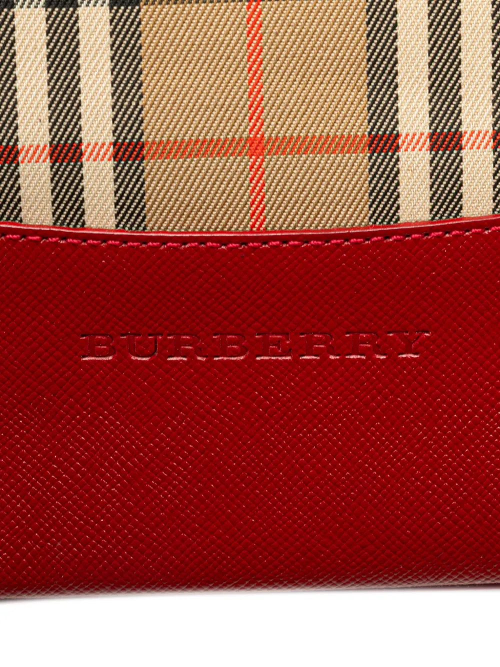 Pre-owned Burberry 2000-2017 Haymarket Check Canvas Handbag In Brown