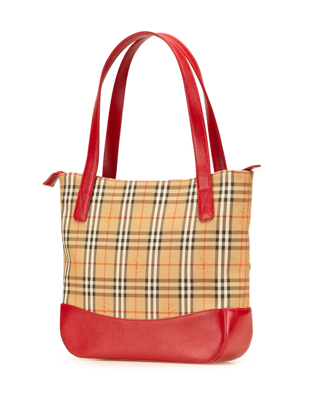Pre-owned Burberry 2000-2017 Haymarket Check Canvas Handbag In Brown