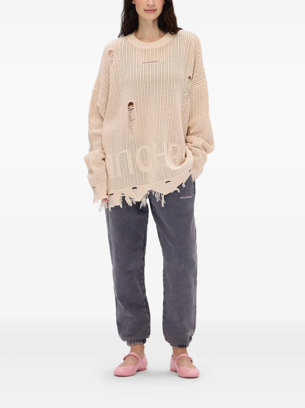 MONOCHROME distressed round-neck sweater | Knitted Sweaters | Image 2