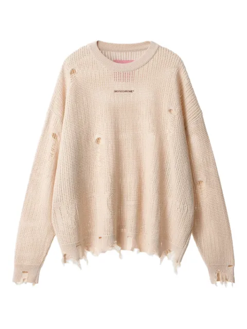 MONOCHROME distressed round-neck sweater