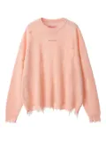 MONOCHROME frayed-detail knit sweater - Pink