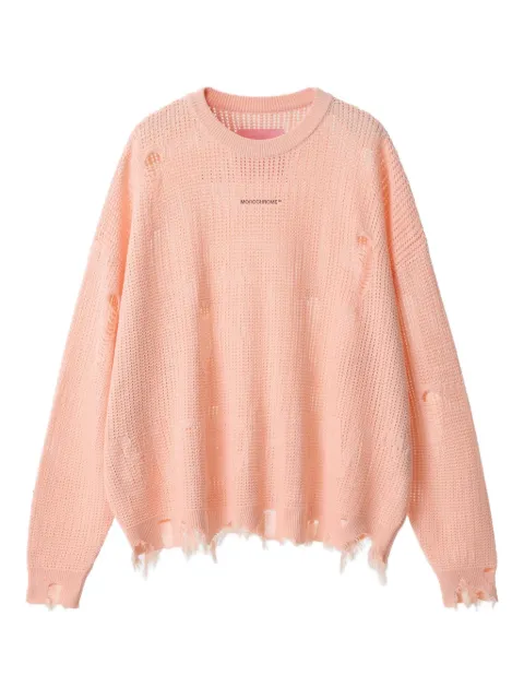 MONOCHROME frayed-detail knit sweater