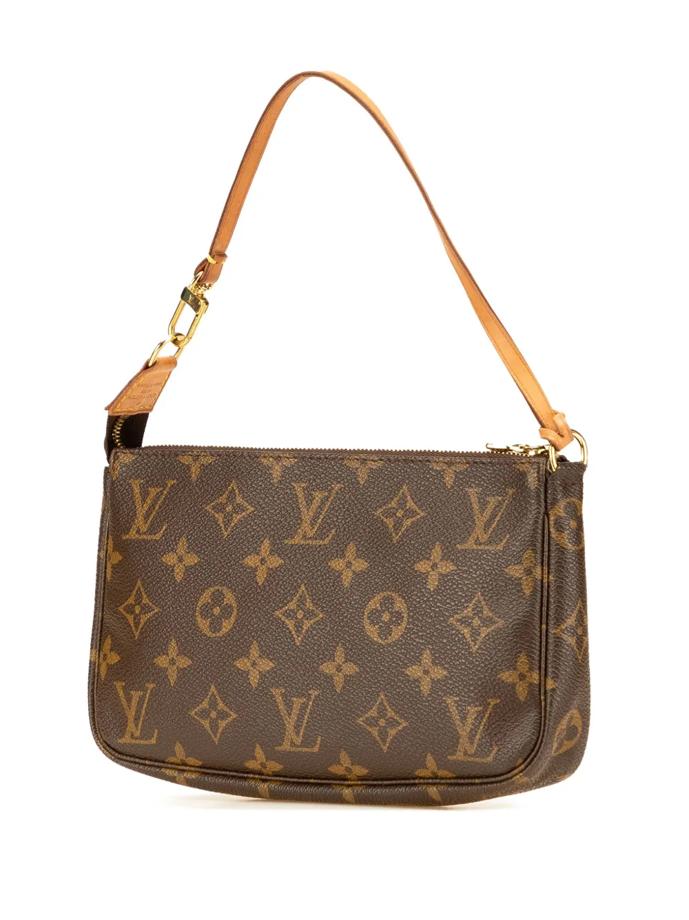 Pre-owned Louis Vuitton 2001 Monogram Pochette Accessoires Shoulder Bag In Brown