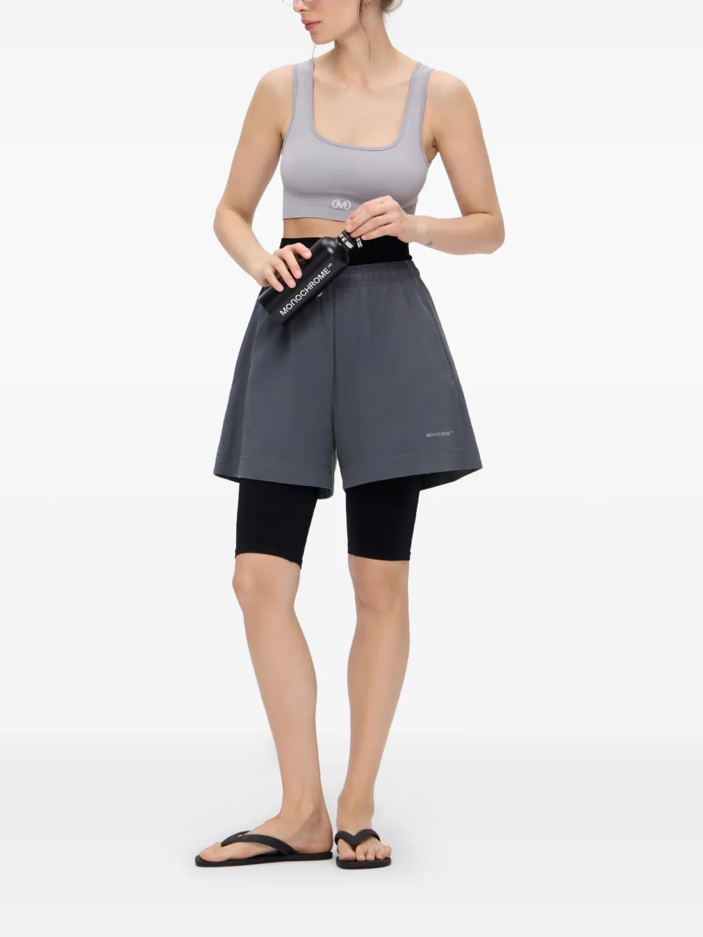 MONOCHROME Katoenen shorts met elastische tailleband Grijs