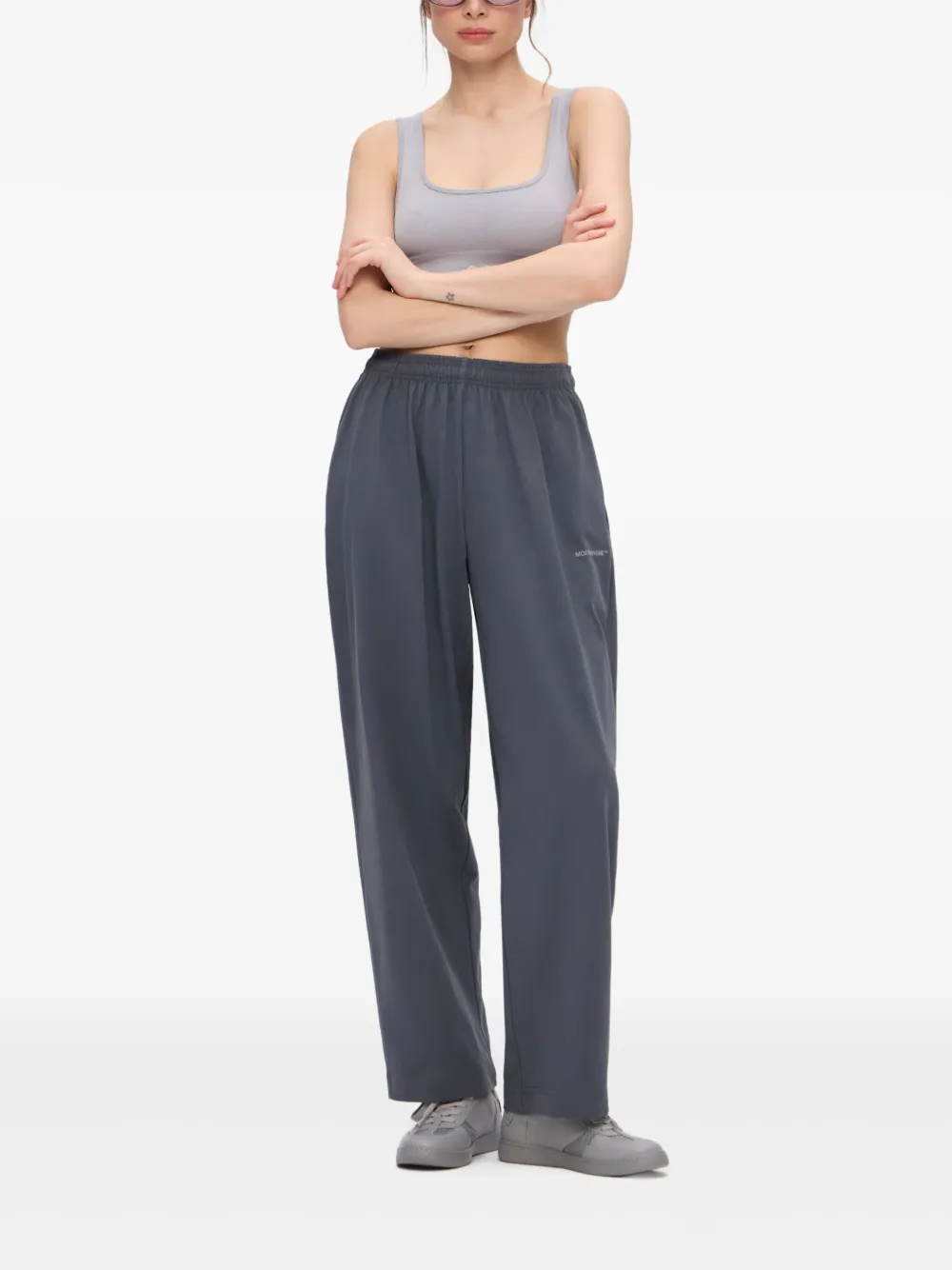MONOCHROME Katoenen broek met elastische tailleband Grijs