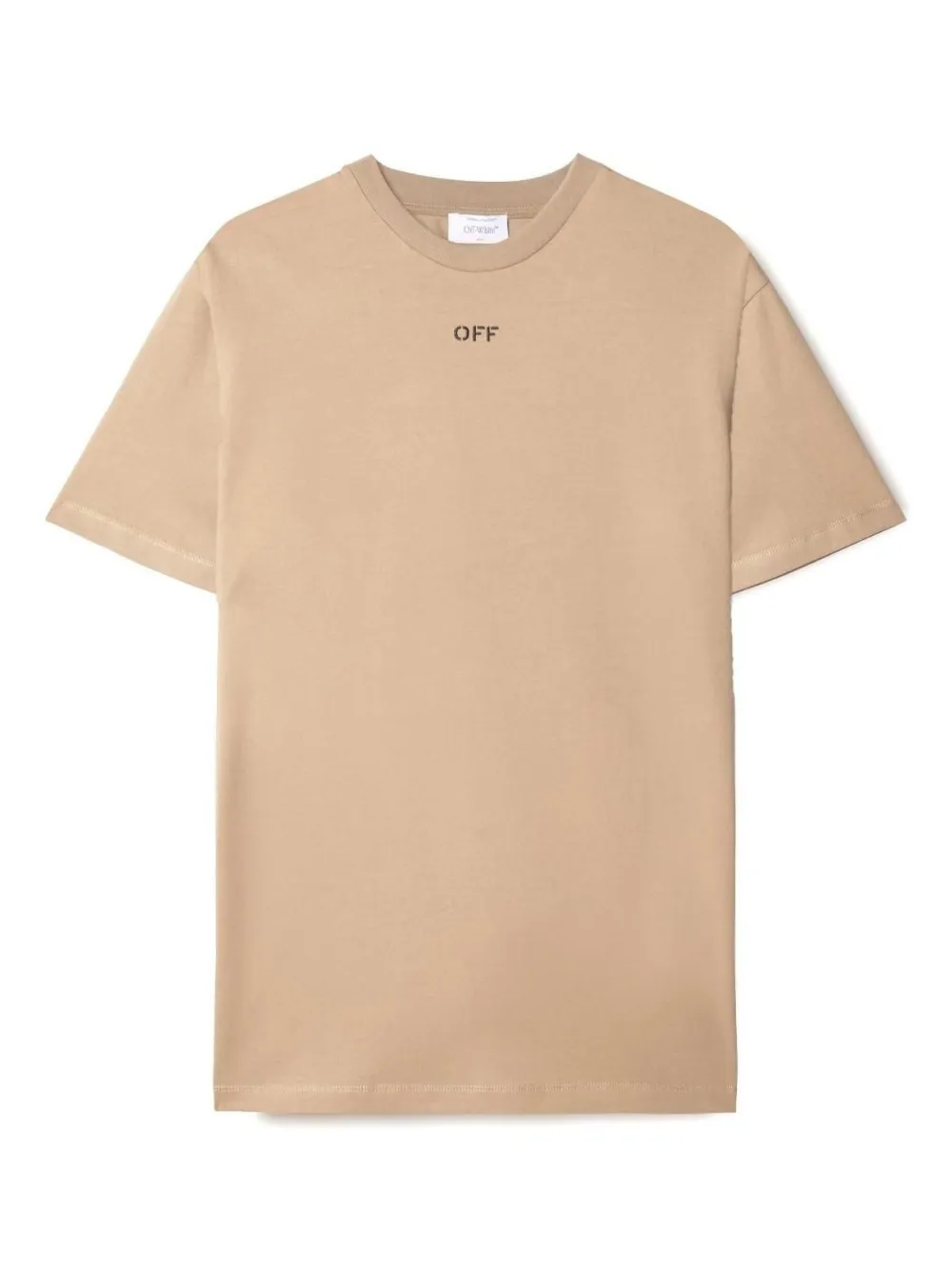 Off-White T-shirt met stikseldetail Bruin