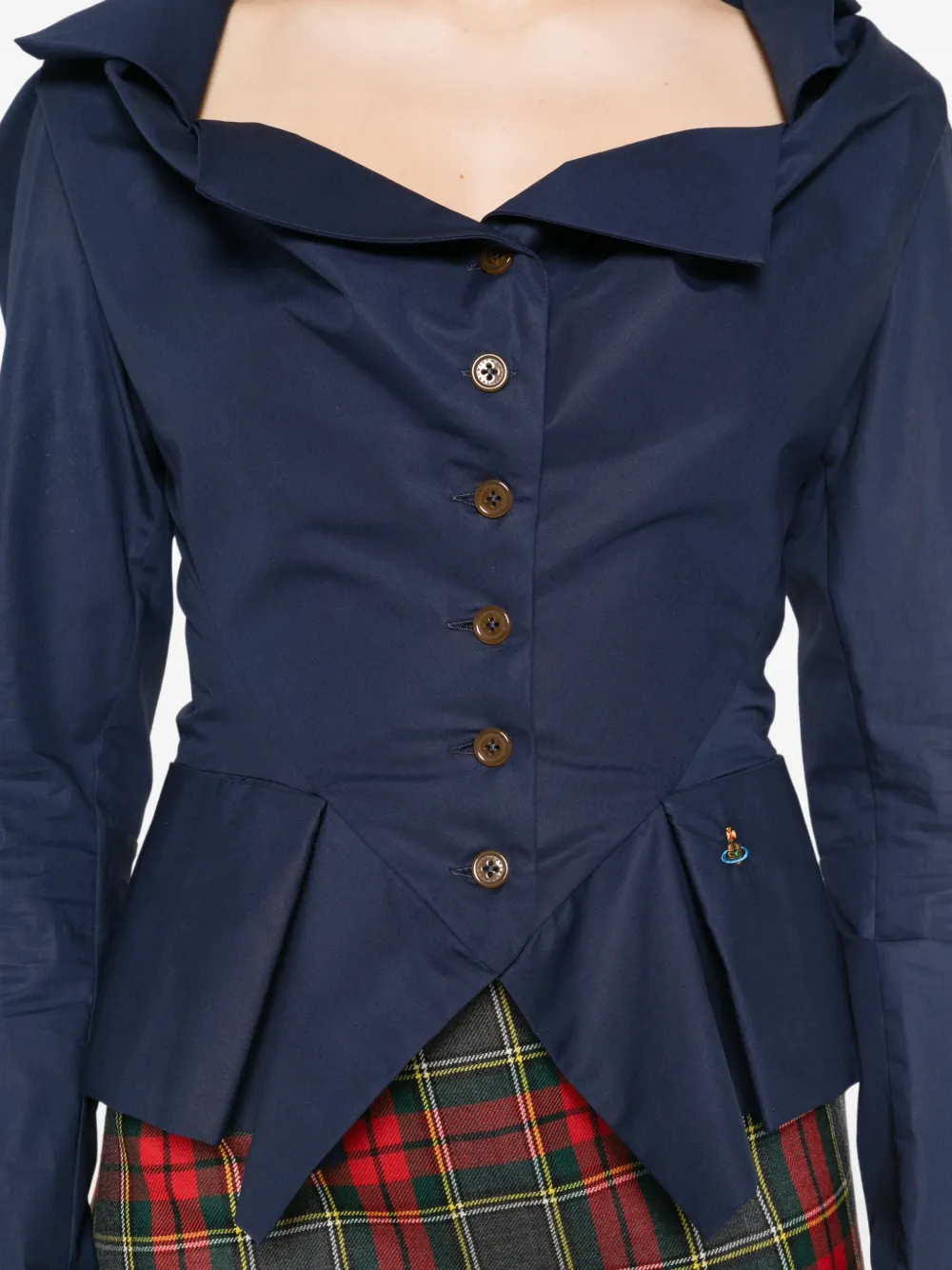 Vivienne Westwood Monday blouse met ruches en knoopdetail Blauw