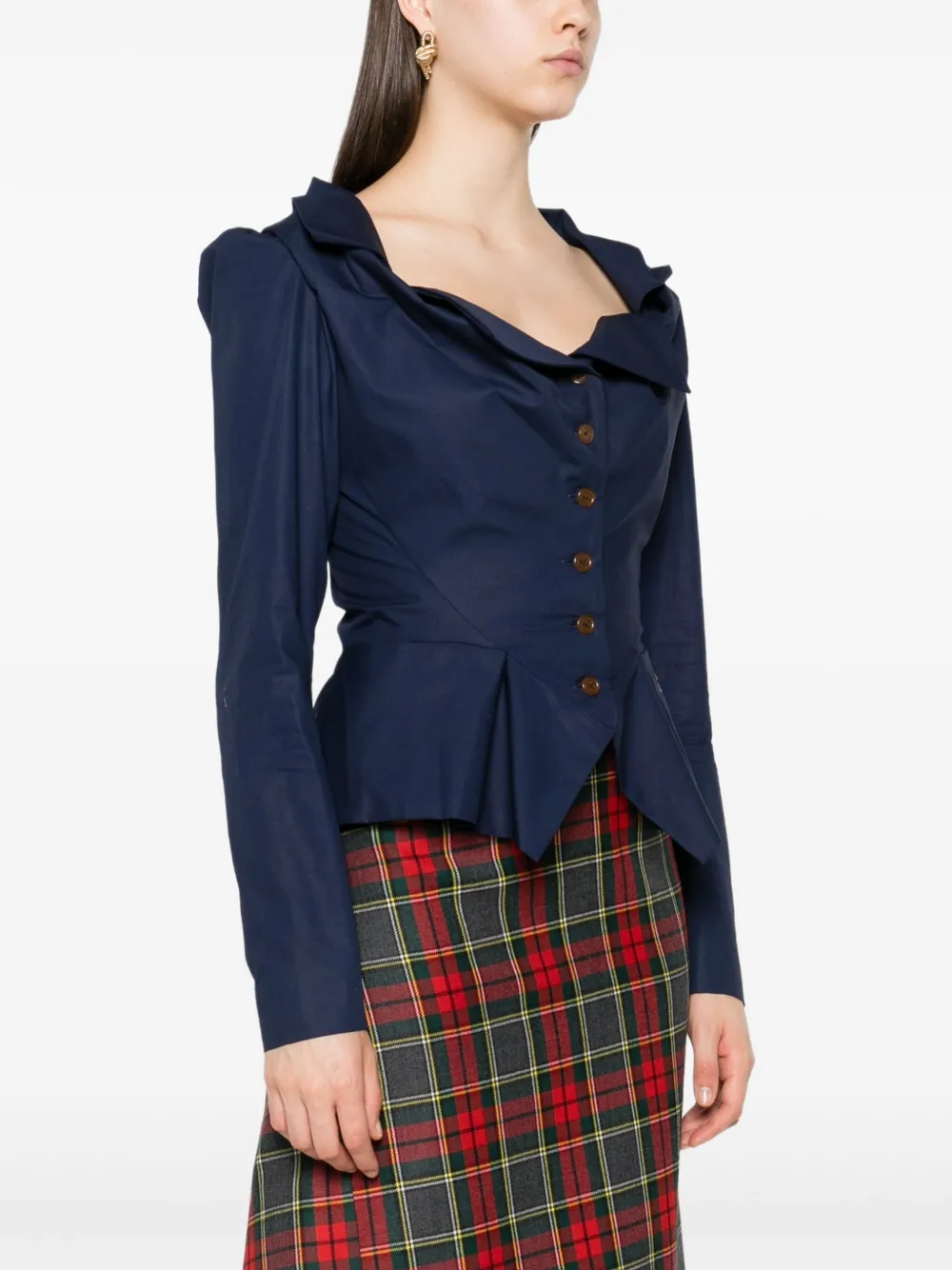 Vivienne Westwood Monday blouse met ruches en knoopdetail Blauw