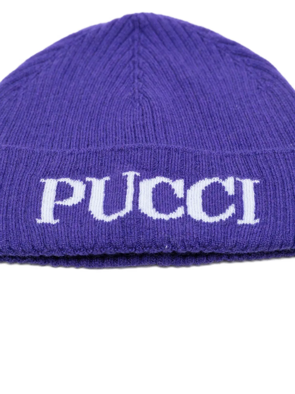PUCCI Junior Geribbelde muts met logo - Blauw