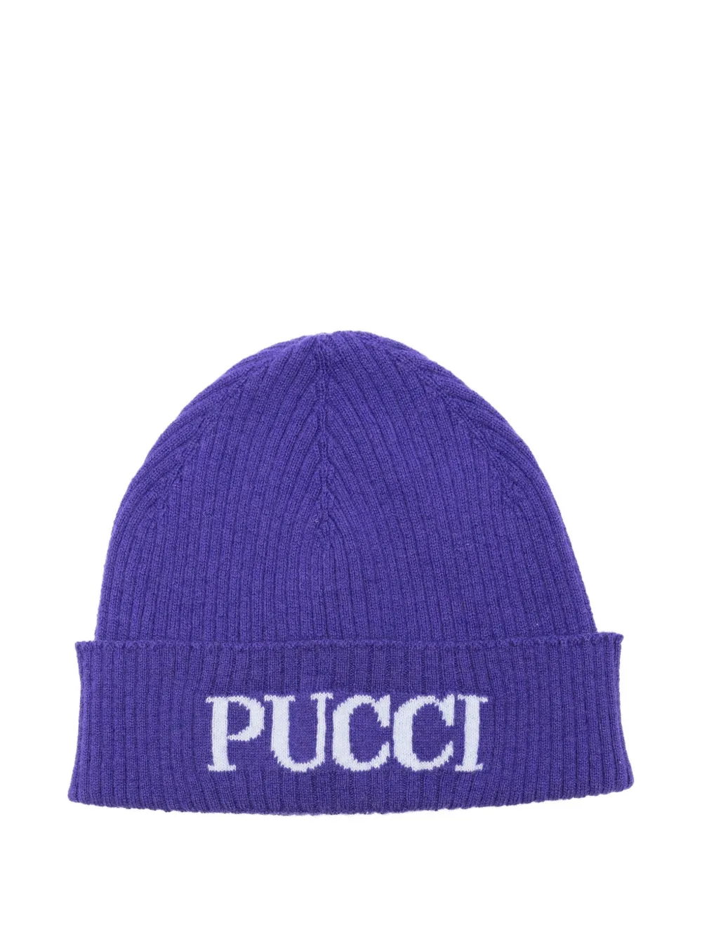 PUCCI Junior Geribbelde muts met logo Blauw