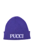 PUCCI Junior ribbed logo beanie - Blue