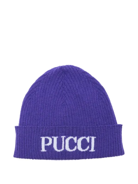 PUCCI Junior ribbed logo beanie