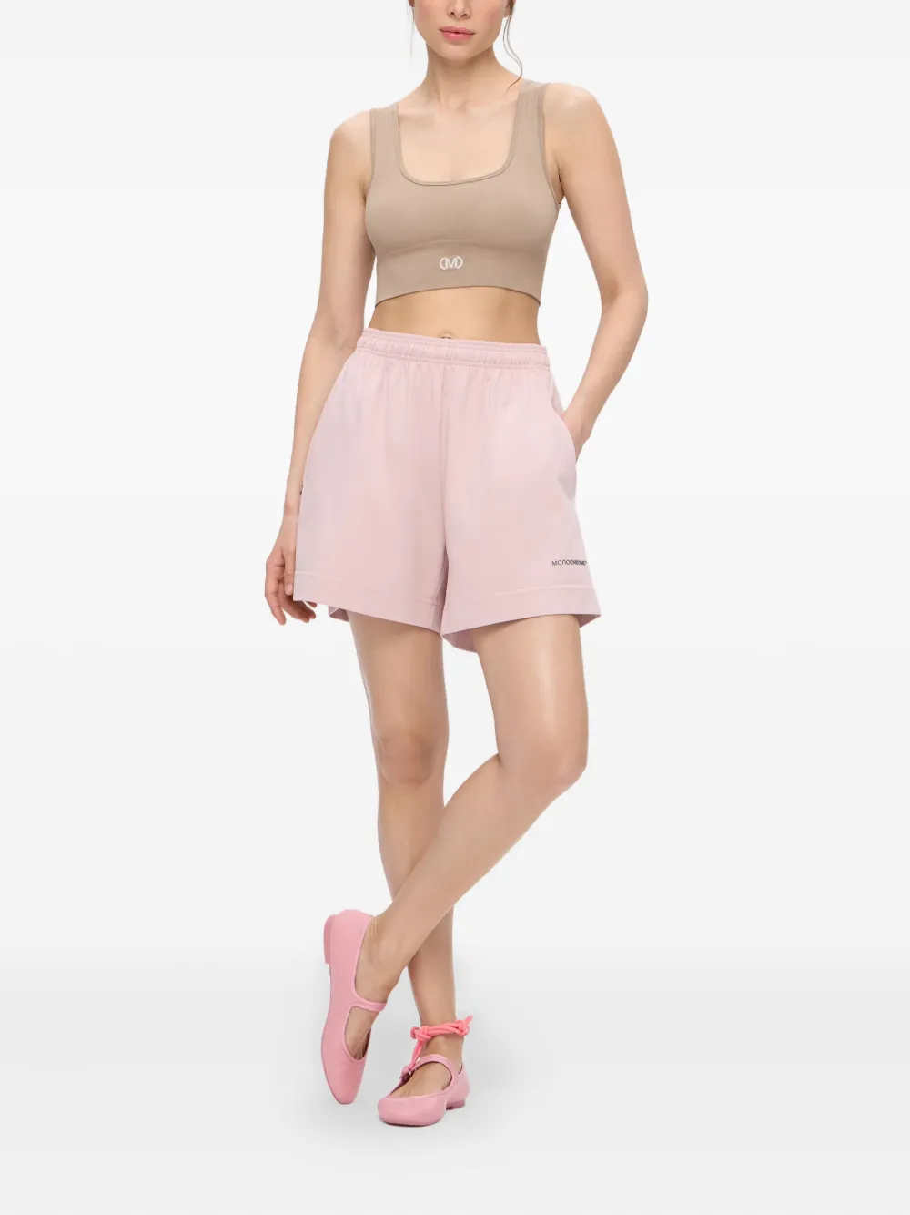 MONOCHROME Katoenen shorts met elastische tailleband Roze