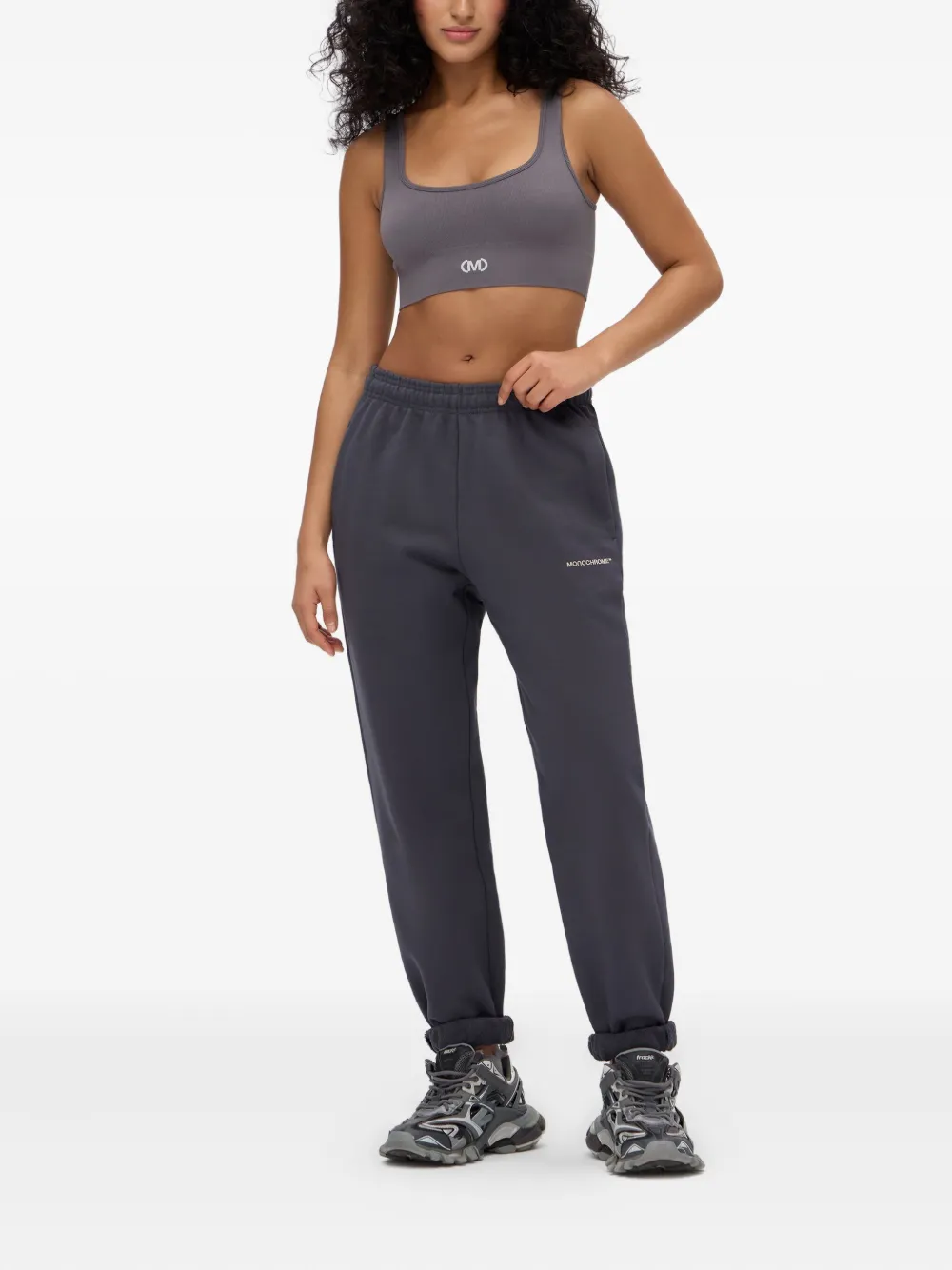 Monochrome Elastic-cuffed Track Pants In Gray