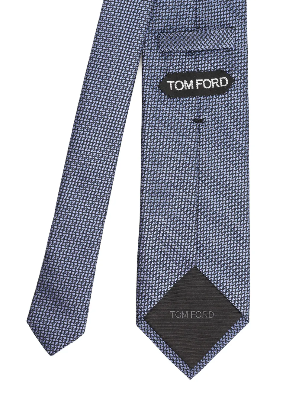 TOM FORD tonal star-pattern silk tie Blauw
