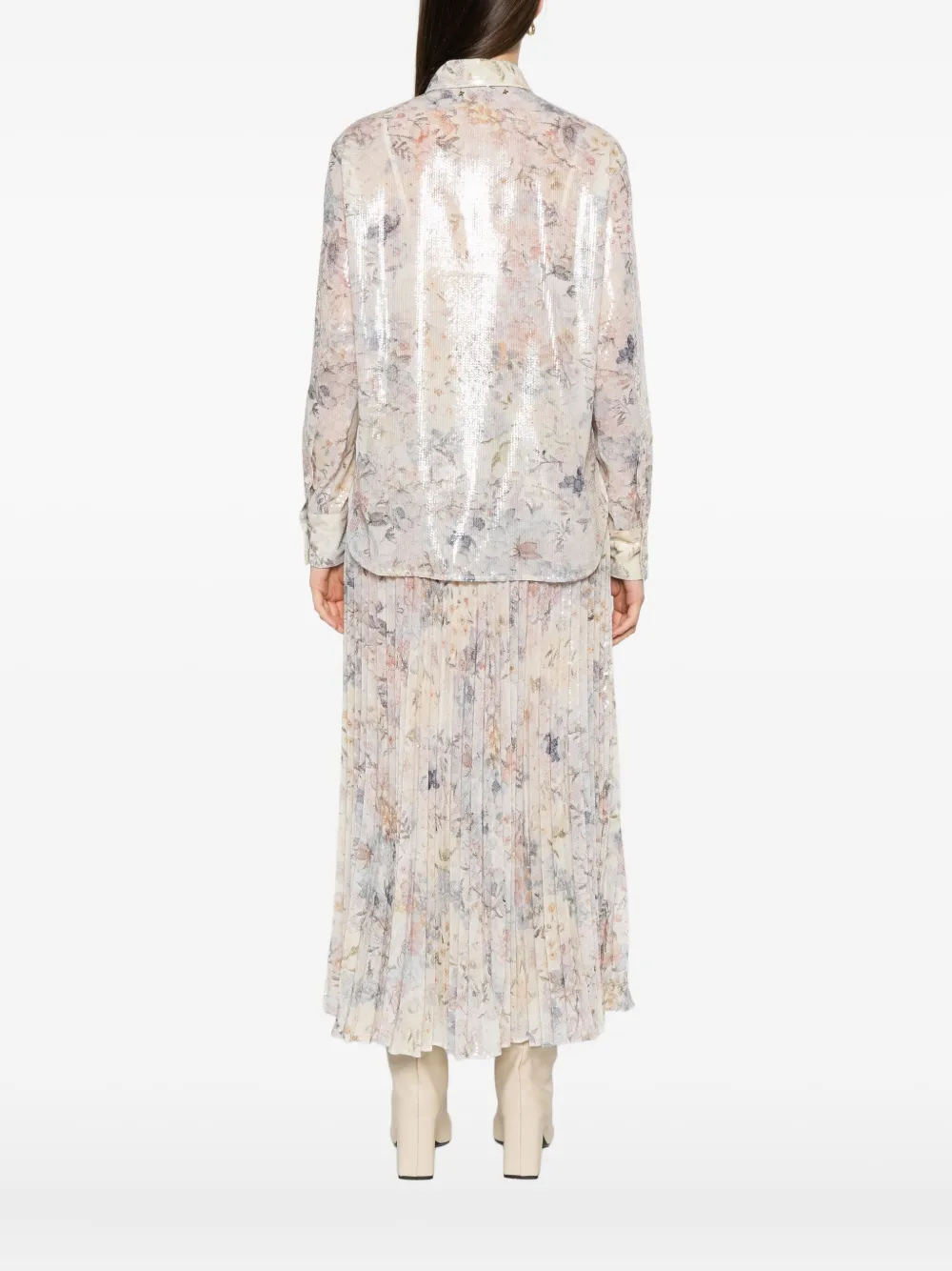 Golden Goose Blouse met pailletten en bloemenprint Beige