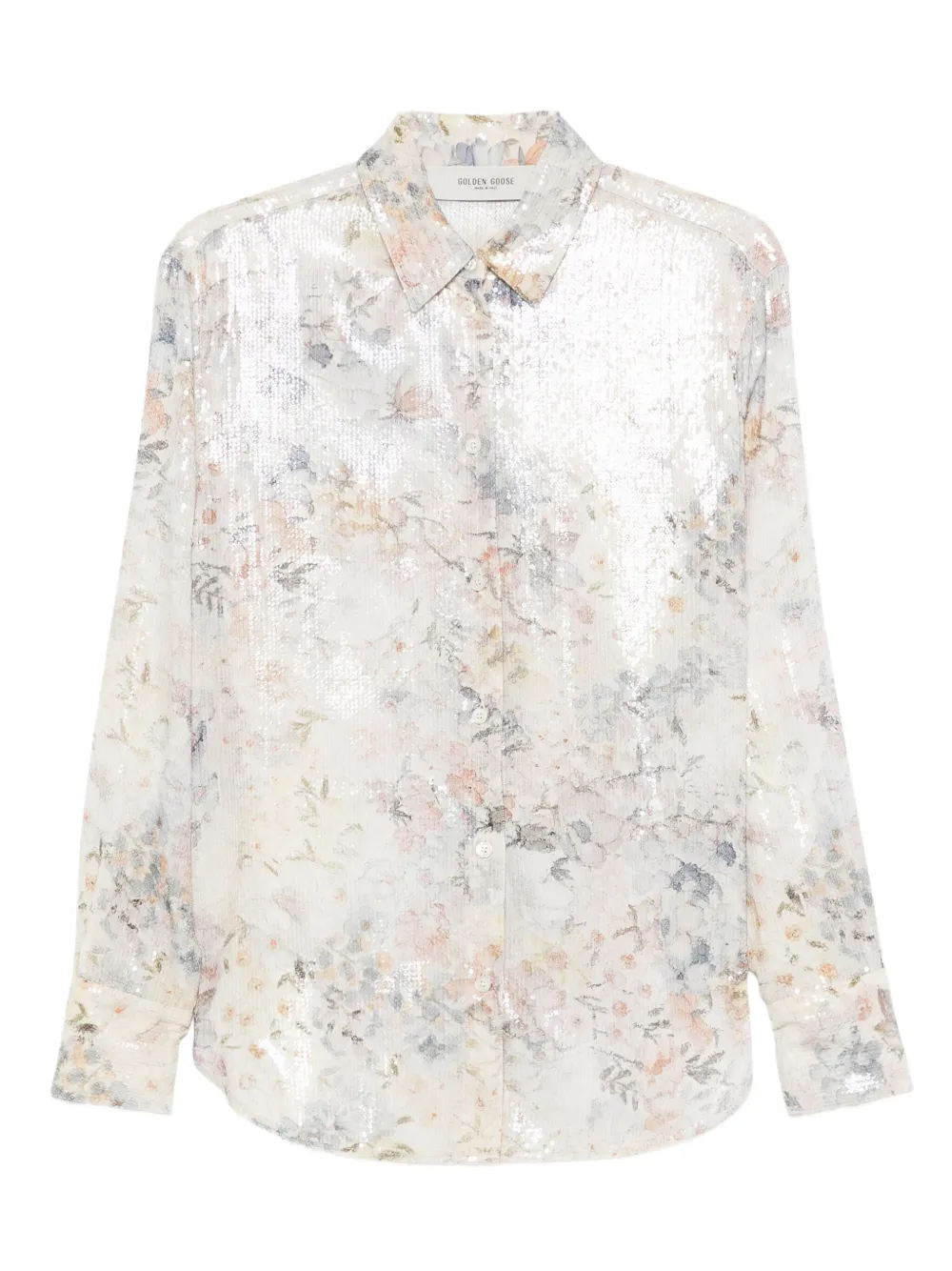 Golden Goose Blouse met pailletten en bloemenprint Beige