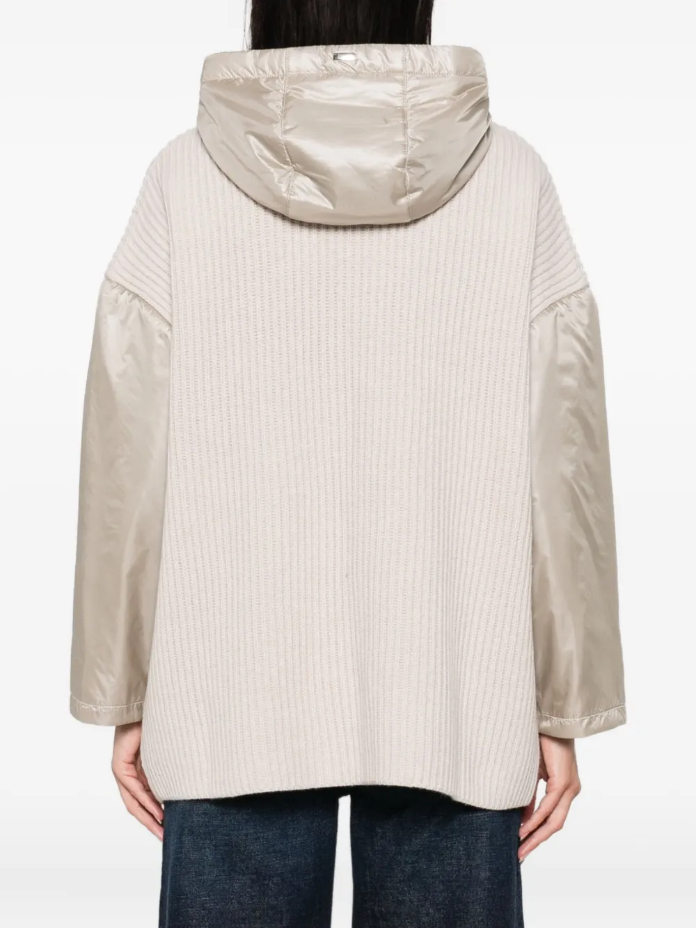 Herno Geribbeld wollen jack met capuchon Beige