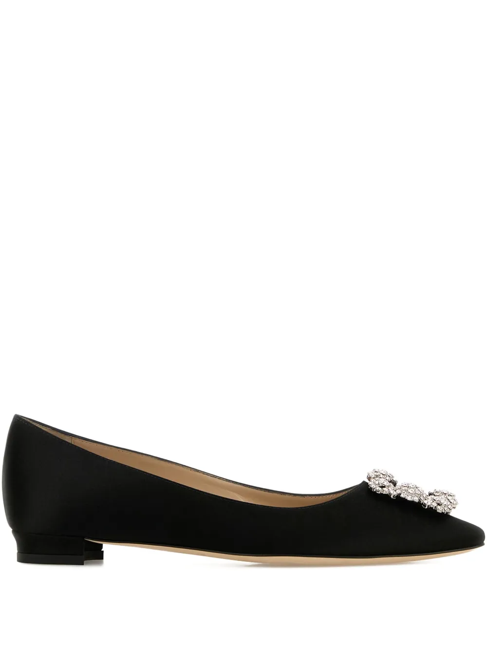 Manolo Blahnik crystal-embellished ballet flats Black