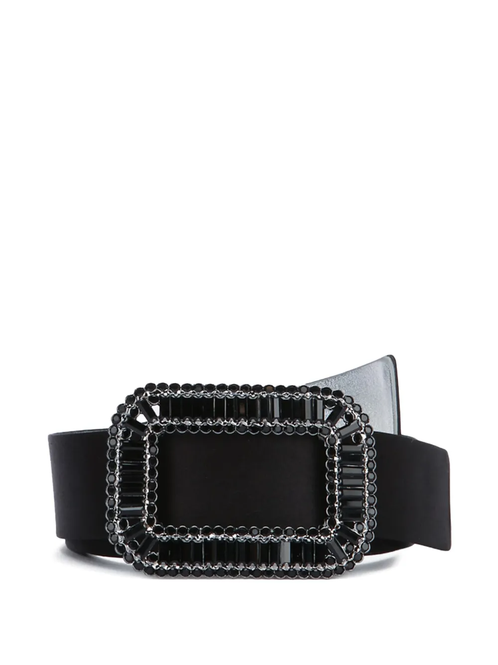 Roger Vivier Pilgrim crystal-embellished buckle belt | Black | Image 1