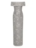 Rebecca Vallance Ruth off-shoulder floral gown - Silver