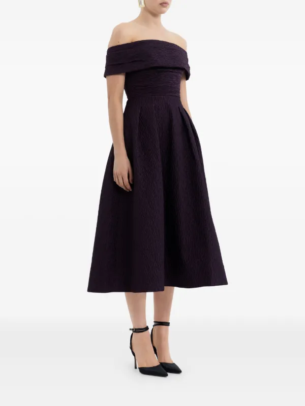 Rebecca Vallance Adalyn Off The Shoulder Midi Dress | Purple