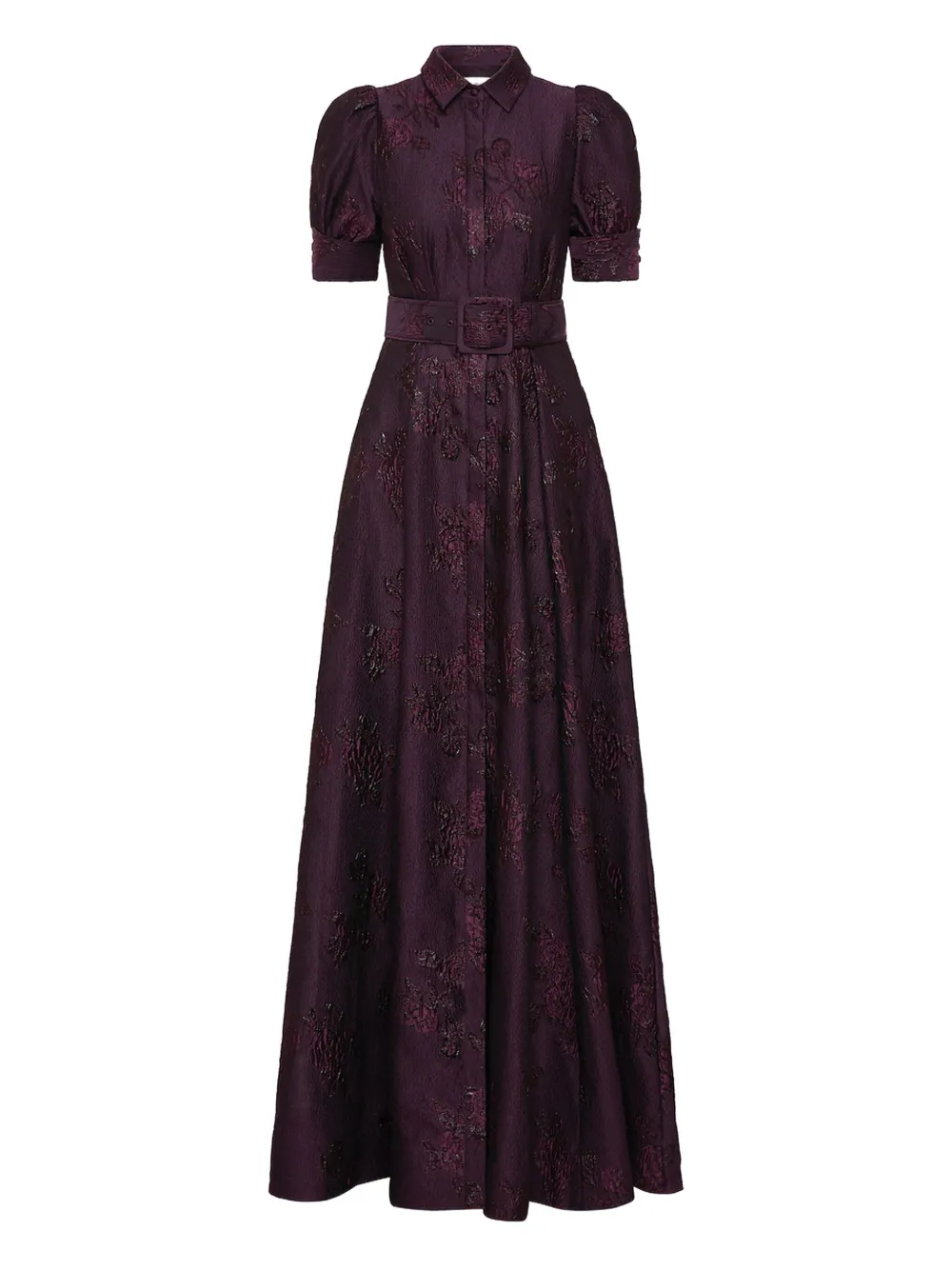 Rebecca Vallance Afina puff-sleeve brocade gown | Purple | Image 1
