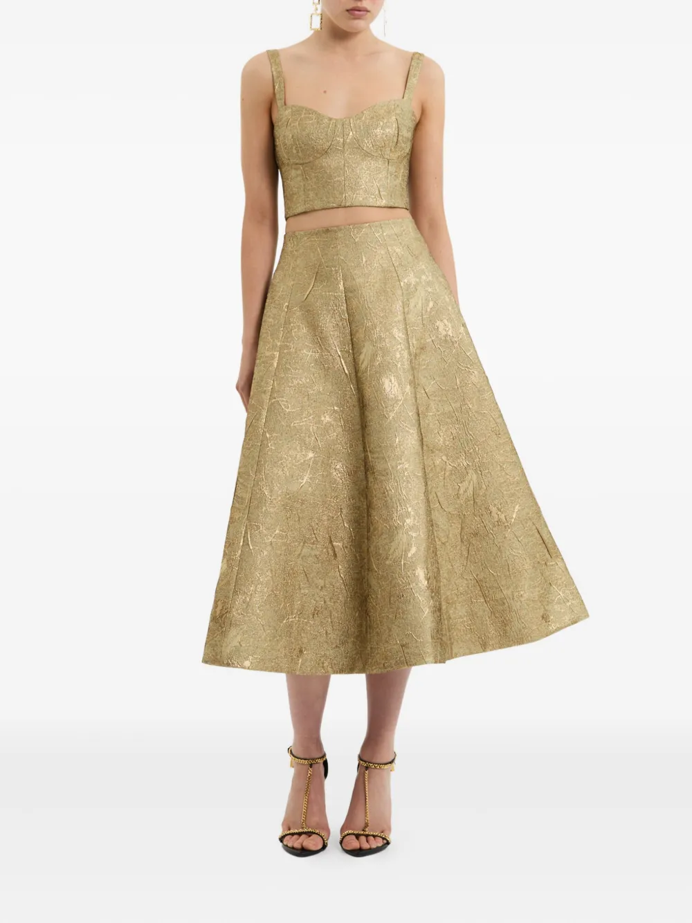 Rebecca Vallance Solana metallic midi-rok - Goud