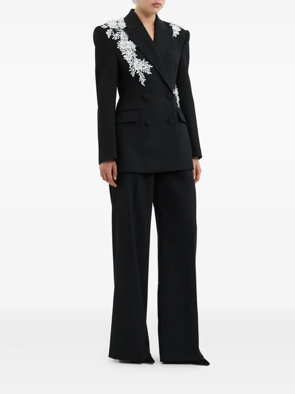 Rebecca Vallance Blazer met dubbele rij knopen en bloemenprint Zwart